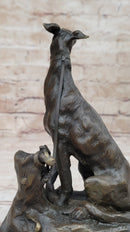 Emmanuel Fremiet Bronze Metal Greyhound Slender Dog Sculpture Statue Figure on Marble Base