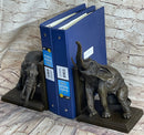 Handmade Bronze Statue Book Bookends Sculpture Elephant Elephants Figure Art