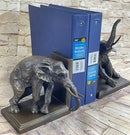 Handmade Bronze Statue Book Bookends Sculpture Elephant Elephants Figure Art