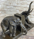 Handmade Bronze Statue Book Bookends Sculpture Elephant Elephants Figure Art