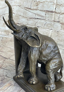 Handmade Bronze Statue Book Bookends Sculpture Elephant Elephants Figure Art