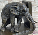 Handmade Bronze Statue Book Bookends Sculpture Elephant Elephants Figure Art
