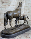 PJ Mene Horse & Foal Bronze Statue Sculpture Figure Equestrian Horses Decor 14" x 17"