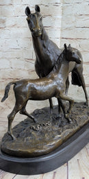 PJ Mene Horse & Foal Bronze Statue Sculpture Figure Equestrian Horses Decor 14" x 17"