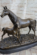 PJ Mene Horse & Foal Bronze Statue Sculpture Figure Equestrian Horses Decor 14" x 17"