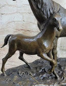 PJ Mene Horse & Foal Bronze Statue Sculpture Figure Equestrian Horses Decor 14" x 17"