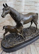 PJ Mene Horse & Foal Bronze Statue Sculpture Figure Equestrian Horses Decor 14" x 17"