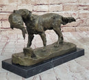 Hot Cast Bronze Golden Retriever Hunting Dog w/ Quail Statue Sculpture Art Decor