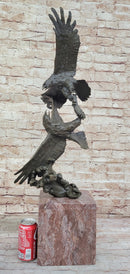 Two Eagles in Flight - Bronze Sculpture on Marble Base by Milo