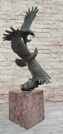 Two Eagles in Flight - Bronze Sculpture on Marble Base by Milo