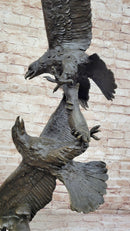 Two Eagles in Flight - Bronze Sculpture on Marble Base by Milo