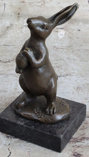 CUDDLY LIL LADY BUNNY CARROT BASKET BRONZE SCULPTURE STATUE FIGURE FIGURINE ART