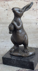CUDDLY LIL LADY BUNNY CARROT BASKET BRONZE SCULPTURE STATUE FIGURE FIGURINE ART