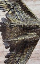 American Bald Eagle Flying Sideways Bronze Sculpture Statue on Green Marble Base