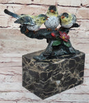3 Colorful Finches Songbirds Sparrows on a Branch - Bronze Art Sculpture by Milo