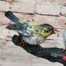 3 Colorful Finches Songbirds Sparrows on a Branch - Bronze Art Sculpture by Milo