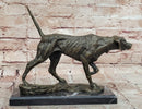 Dog Following Scent Bronze Sculpture Statue Figure on Marble Base Signed Milo