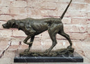 Dog Following Scent Bronze Sculpture Statue Figure on Marble Base Signed Milo