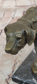 Dog Following Scent Bronze Sculpture Statue Figure on Marble Base Signed Milo