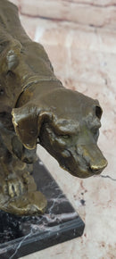 Dog Following Scent Bronze Sculpture Statue Figure on Marble Base Signed Milo