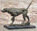 Dog Following Scent Bronze Sculpture Statue Figure on Marble Base Signed Milo