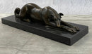 Signed Carvin Patient and Loving Greyhound Dog Bronze Art Deco Sculpture Statue