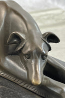 Signed Carvin Patient and Loving Greyhound Dog Bronze Art Deco Sculpture Statue