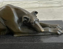 Signed Carvin Patient and Loving Greyhound Dog Bronze Art Deco Sculpture Statue