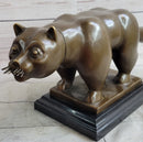 Fernando Botero Cat Gato Bronze Metal Sculpture Statue Figure on Marble Base