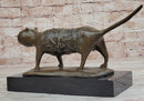Bronze Metal Cat Sculpture Statue Figure on Marble Base after Fernando Botero
