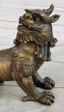 Folk Chinese Bronze Evil Talisman Guardian Door Lion Fu Foo Dog Statue Sale Gift