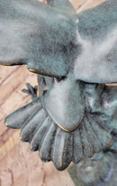 American Bald Eagle Wings Spread Green Bronze Sculpture Statue on Marble Base