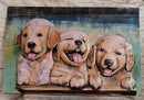 Cute Golden Retriever Puppies 3D Metal Cutout Wall Art Hanging Painting Decor