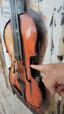 Violin Viola 3D Metal Cutout on Wood Canvas Painting Wall Art Hanging Decor