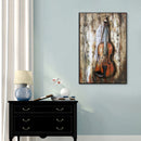 Violin Viola 3D Metal Cutout on Wood Canvas Painting Wall Art Hanging Decor