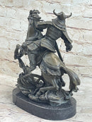 Japanese Samurai Warrior on Horseback Bronze Sculpture Statue Original Kamiko