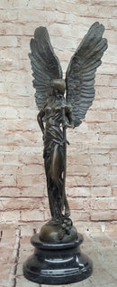 Angel with Sword Classical Bronze Statue Sculpture Signed Art Indoor Outdoor 25" x 8"