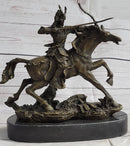 Samurai Warrior on Horse Bronze Statue Sculpture Hot Cast Marble Base Figurine