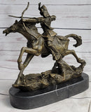 Samurai Warrior on Horse Bronze Statue Sculpture Hot Cast Marble Base Figurine