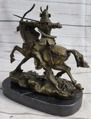 Samurai Warrior on Horse Bronze Statue Sculpture Hot Cast Marble Base Figurine