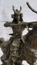Samurai Warrior on Horse Bronze Statue Sculpture Hot Cast Marble Base Figurine