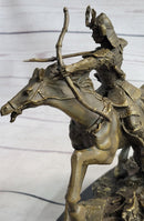 Samurai Warrior on Horse Bronze Statue Sculpture Hot Cast Marble Base Figurine