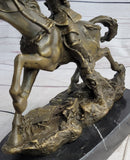 Samurai Warrior on Horse Bronze Statue Sculpture Hot Cast Marble Base Figurine
