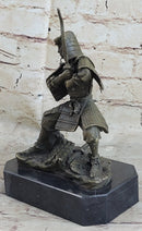 Japanese Samurai Warrior w/ Katana Bronze Statue Sculpture Figurine Kamiko 9" x 7"