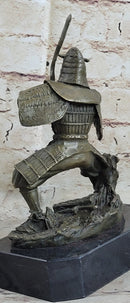 Japanese Samurai Warrior w/ Katana Bronze Statue Sculpture Figurine Kamiko 9" x 7"