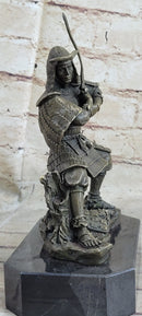 Japanese Samurai Warrior w/ Katana Bronze Statue Sculpture Figurine Kamiko 9" x 7"