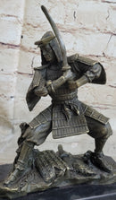Japanese Samurai Warrior w/ Katana Bronze Statue Sculpture Figurine Kamiko 9" x 7"