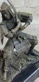 Japanese Samurai Warrior w/ Katana Bronze Statue Sculpture Figurine Kamiko 9" x 7"