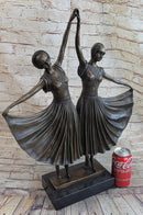 Twin Art Deco Dancer Girls Gemini Pair Bronze Statue Sculpture D.H. Chiparus