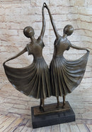 Twin Art Deco Dancer Girls Gemini Pair Bronze Statue Sculpture D.H. Chiparus